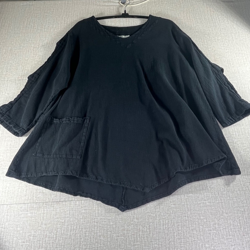 Cottonways Black Gauze Cotton Cold Shoulder Sharkbite Tunic Top Size 2